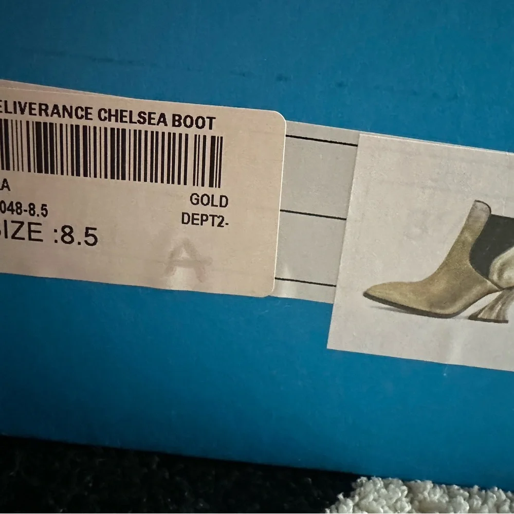 John Fluevog Metallic Gold Sculpted-Heel Chelsea Boots - Picture 6 of 7